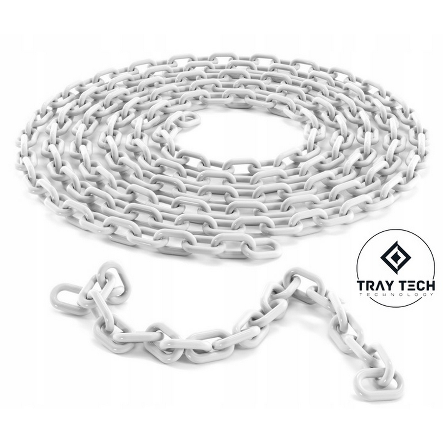 Łańcuch plastikowy 6mm biały TRAYTECH premium. Łańcuch ostrzegawczy.