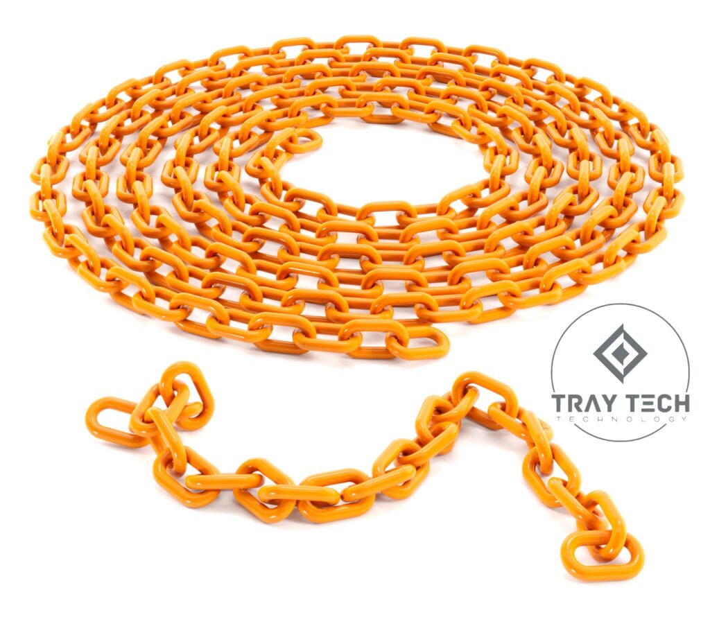 Łańcuch plastikowy 6mm pomarańczowy TRAYTECH premium. Łańcuch ostrzegawczy.