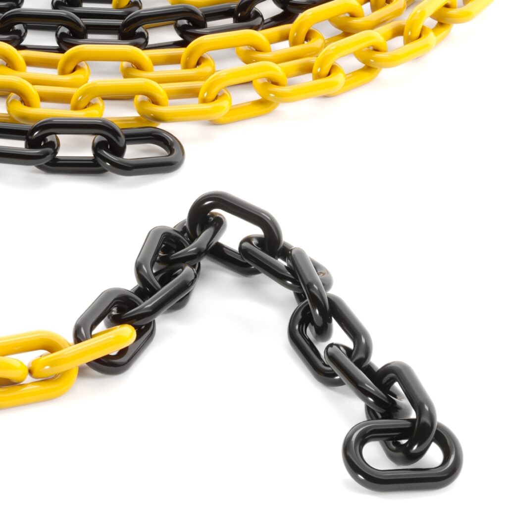 Łańcuch plastikowy 6mm żółto-czarny TRAYTECH premium. Łańcuch ostrzegawczy.