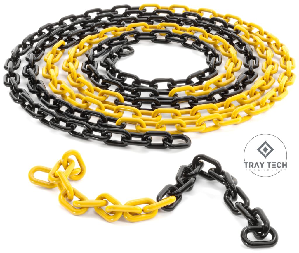 Łańcuch plastikowy 6mm żółto-czarny TRAYTECH premium. Łańcuch ostrzegawczy.